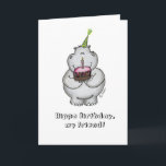 Hippo Birthday my Friend - Happy Birthday Karte<br><div class="desc">Dieses Design hat ein niedliches kleines Hippo oder Hippopotamus. Sie können den Geburtstagstitel von Happy für jeden anpassen. Schwester, Bruder, Lehrerin, Mutter, Vater, Chef, Kollege, Freund, Verwandter. Der Hippo hält einen Kuchen oder Kuchen mit einer Kerze in der Hand und trägt einen Geburtstagshügel. Dieses Design ist ein niedlicher Weg, um...</div>