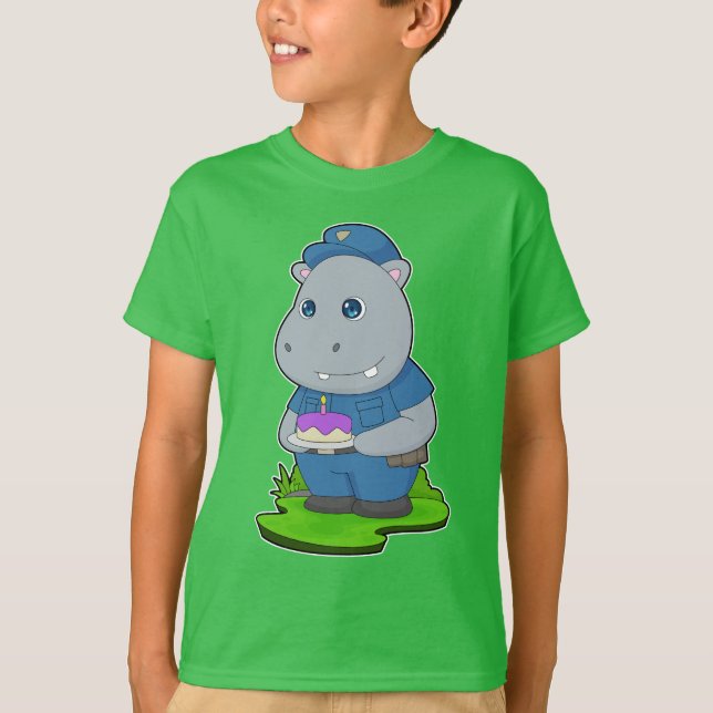 Hippo Birthday Police T-Shirt (Vorderseite)