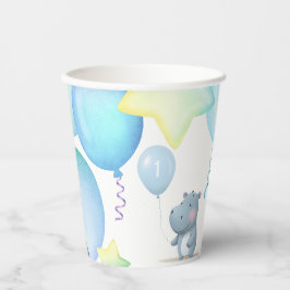 Hippo Birthday Weichblau Pappbecher