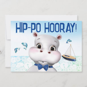 Hippo Blau Fisch Junge Geburtstag Karte