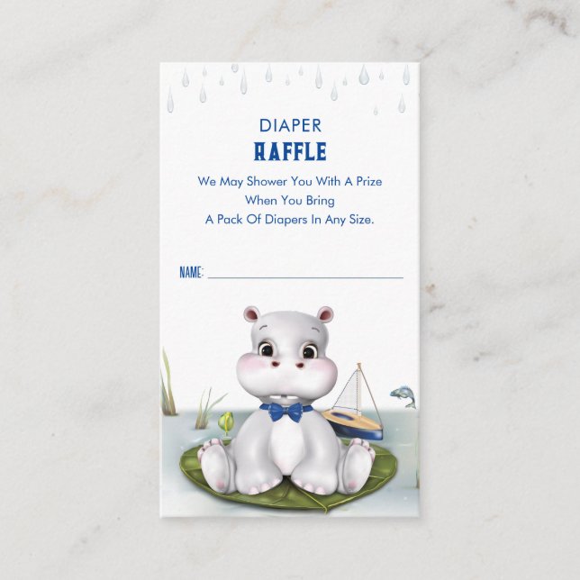 Hippo Boy Baby Dusche Begleitkarte (Vorderseite)