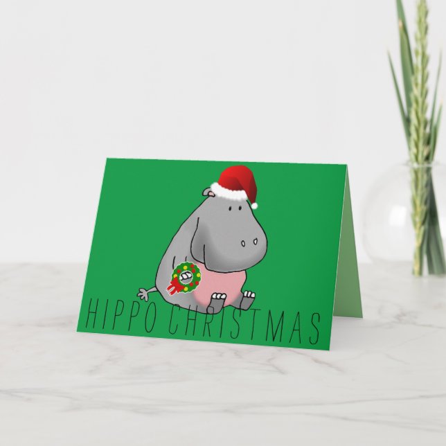 Hippo Christmas Feiertagskarte (Vorderseite)