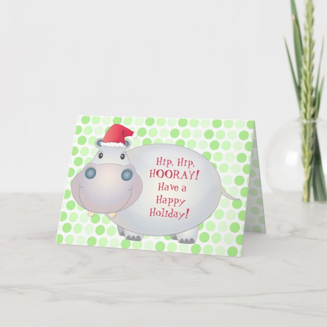 Hippo Christmas Grußkarte Feiertagskarte (Vorderseite)