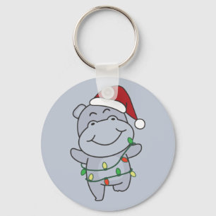 Hippo Christmas Winter Animals Hippos Schlüsselanh Schlüsselanhänger