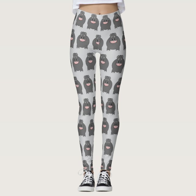 Hippo Design Wähle Hintergrundfarbe Leggings (Vorderseite)