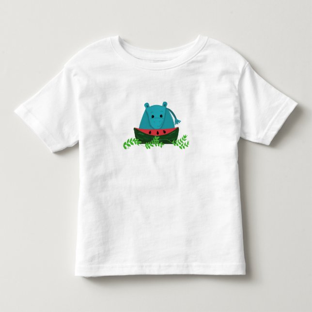 Hippo Eating Watermelon Kleinkind T-shirt (Vorderseite)