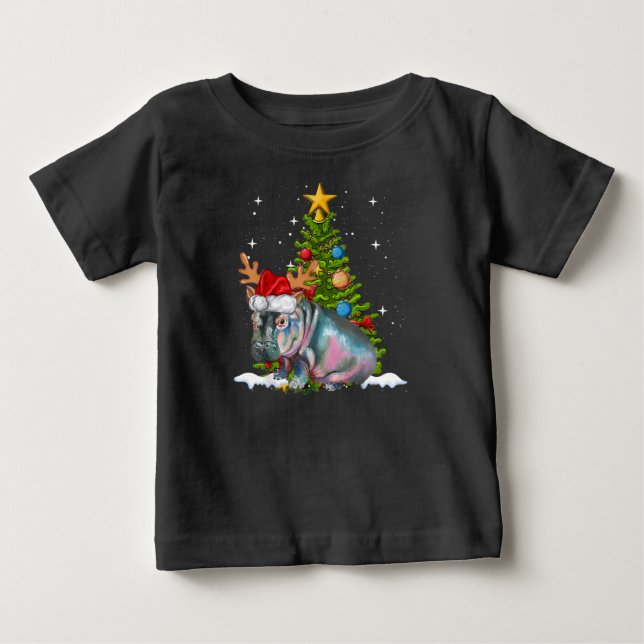 Hippo Fiona Christmas Tree Hippopotamus Baby T-shirt (Vorderseite)