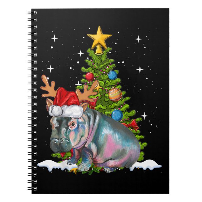 Hippo Fiona Christmas Tree Hippopotamus Notizblock (Vorderseite)
