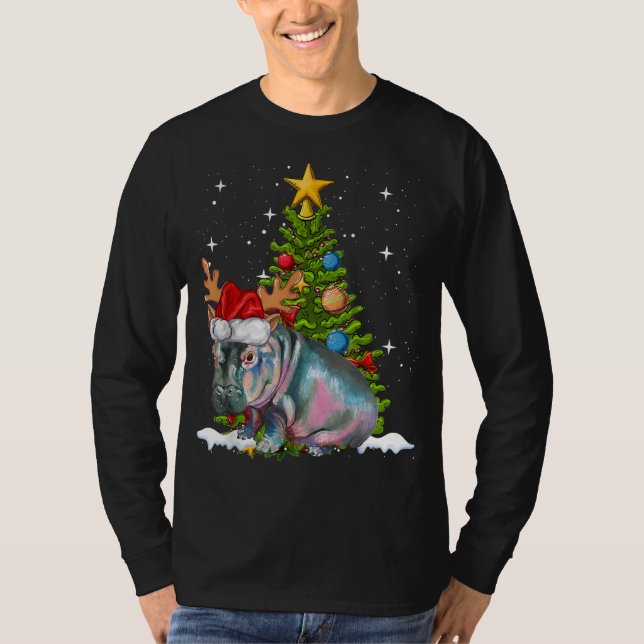 Hippo Fiona Christmas Tree Hippopotamus T-Shirt (Vorderseite)