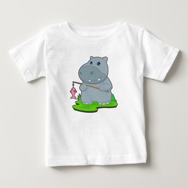 Hippo Fisher Fish Baby T-shirt (Vorderseite)