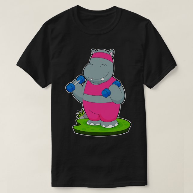 Hippo Fitness Dumbells T-Shirt (Design vorne)