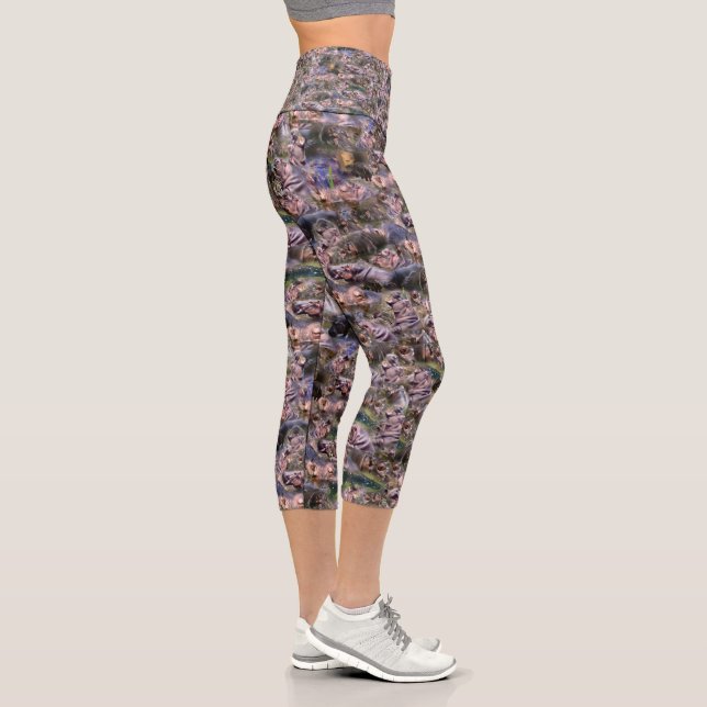 Hippo Foto Collarge Capri Leggings, (Rechts)