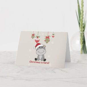 Hippo Frohe Weihnachts Winter Tiere Hippos Holida Feiertagskarte