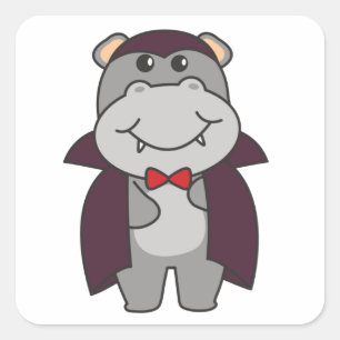 Hippo Halloween Niedlich Devil Vampire Kostümplatz Quadratischer Aufkleber