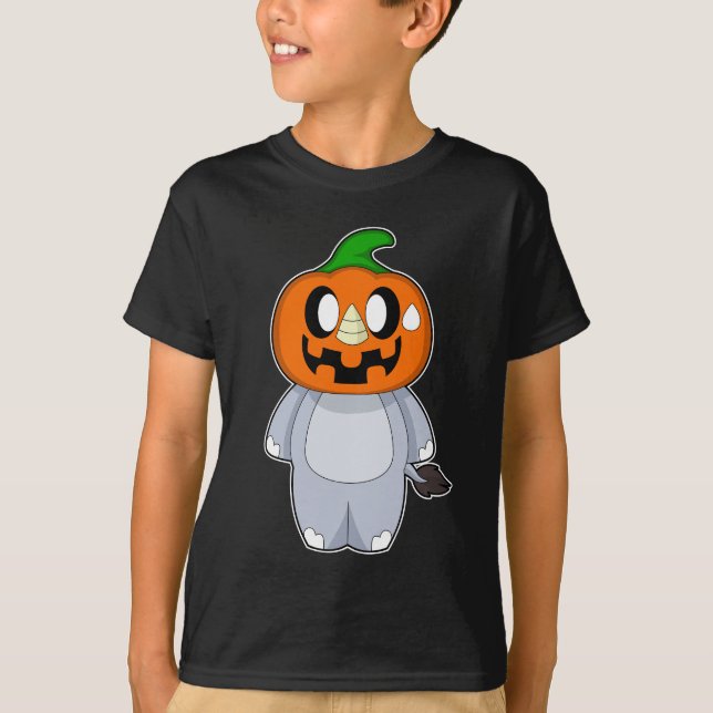Hippo Halloween Pumpkin T-Shirt (Vorderseite)