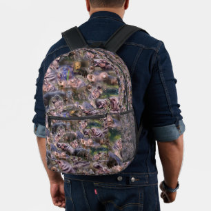 **"Hippo Haven: Eine spielerische Collage der Ries Bedruckter Rucksack