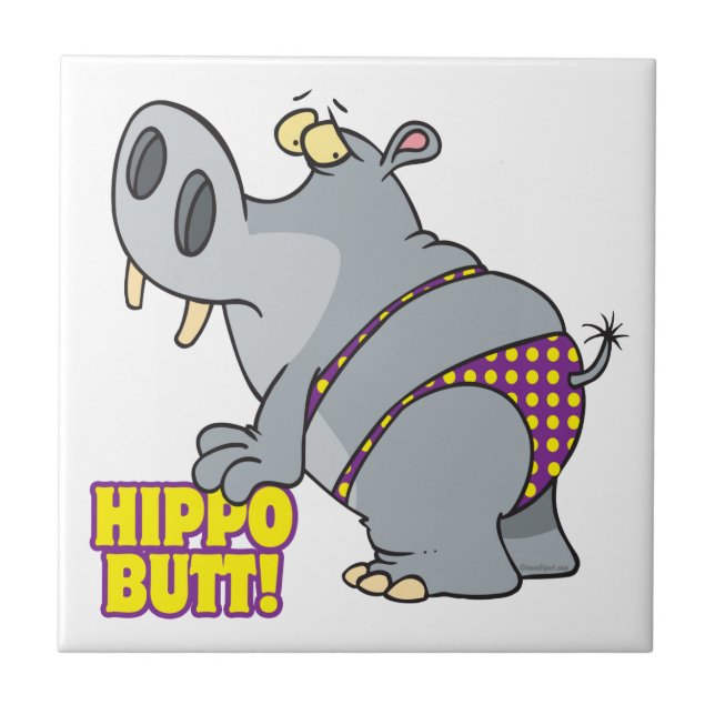 Hippo Hintern Bikini Hippopotamus Fliese (Vorderseite)