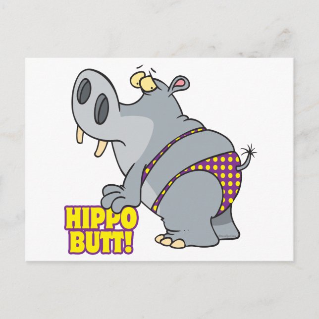 Hippo Hintern Bikini Hippopotamus Postkarte (Vorderseite)