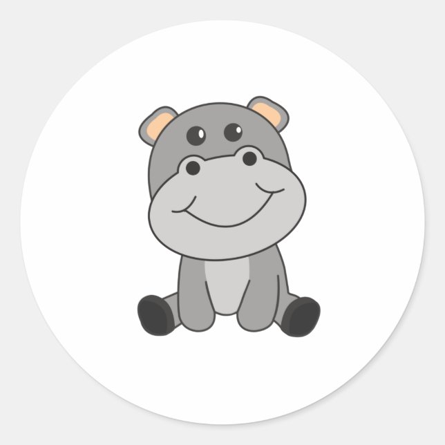Hippo Hippo Niedliche Tiere für Kinder Hippop Runder Aufkleber (Vorderseite)