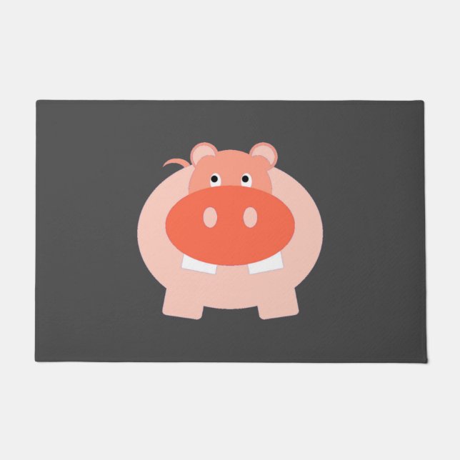 Hippo Hippopotamus Cartoon Design Geschenke Fußmatte (Vorderseite)