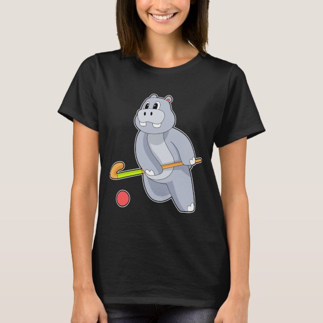 Hippo Hockey Hockey-Stab T-Shirt (Vorderseite)