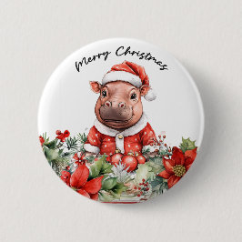 Hippo Holiday Cheer Button