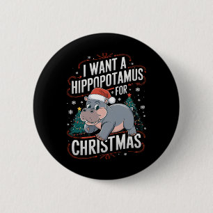 Hippo Holidays A Christmas Wunsche Button
