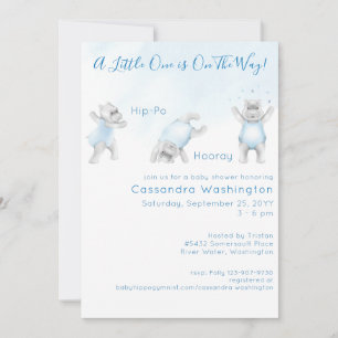 Hippo Hooray Somersault Baby Boy Dusche Einladung
