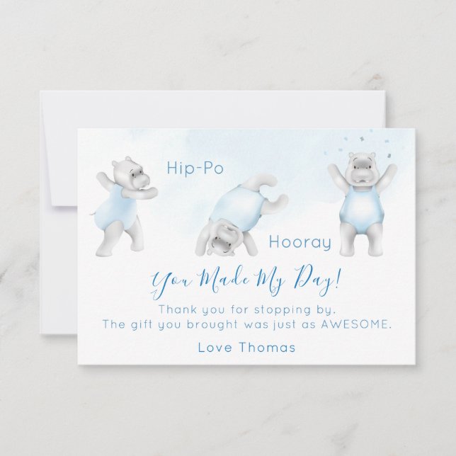 Hippo Hooray Somersault Vielen Dank Dankeskarte (Vorderseite)