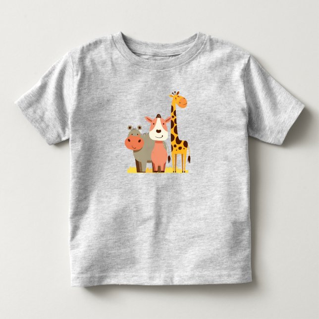 Hippo Hugs & Giraffe Giggles Adorable Safari Baby Kleinkind T-shirt (Vorderseite)