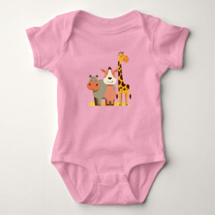Hippo Hugs & Giraffe Giggles Adorable Safari Baby Strampler