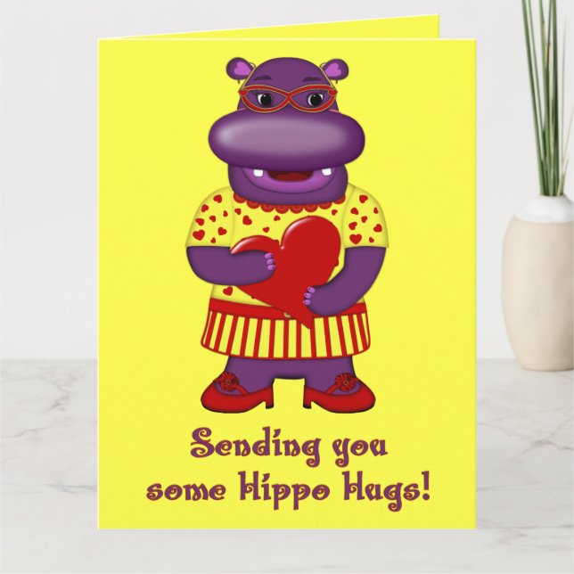 Hippo Hugs Jumbo Grußkarte Karte (Vorderseite)