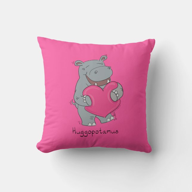 Hippo Hugs Niedlich Kids Hippopotamus Kissen (Vorderseite)