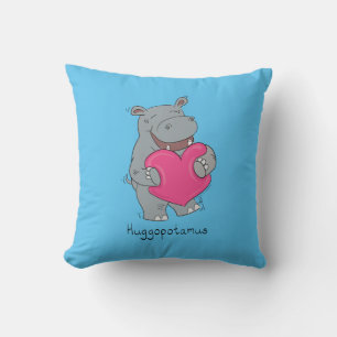 Hippo Hugs Valentine's Day Coussin