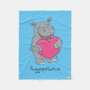 Hippo Hugs Valentine's Day Fleece Blanket