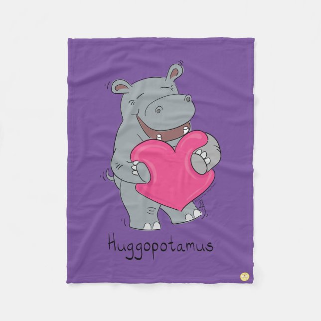 Hippo Hugs Valentine's Day Fleece Blanket (Vorderseite)
