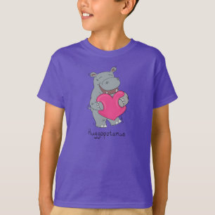 Hippo Hugs Valentine's Day Kid's Girl's T - Shirt