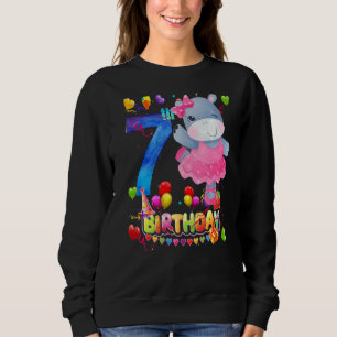 Hippo I m 7 Years Old Girls Geburtstag Hippo Party Sweatshirt