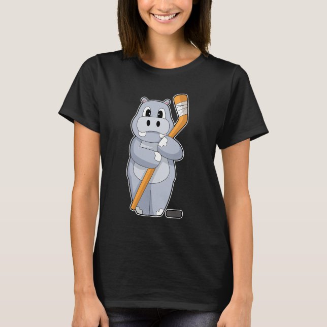 Hippo Ice Hockey Eishockeystick T-Shirt (Vorderseite)