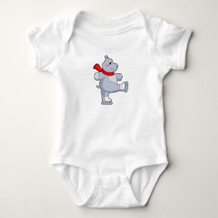 Hippo Ice Skaten Ice Skate Baby Strampler
