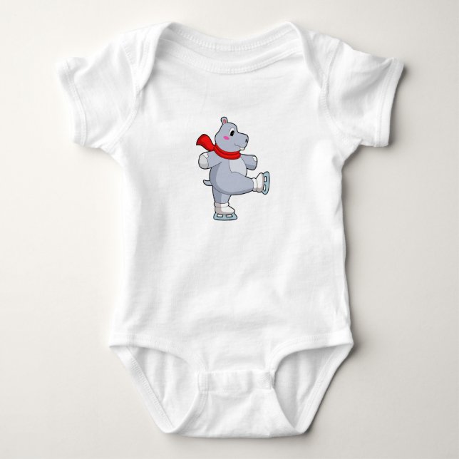 Hippo Ice Skaten Ice Skate Baby Strampler (Vorderseite)