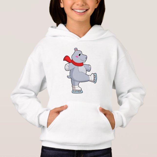 Hippo Ice Skaten Ice Skate Hoodie (Vorderseite)