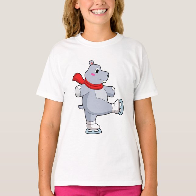 Hippo Ice Skaten Ice Skate T-Shirt (Vorderseite)