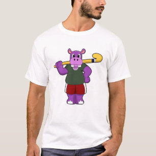 Hippo im Hockey mit Hockey-Schläger T-Shirt