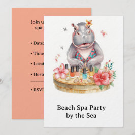  Hippo in Bikini Manicure Coastal Beauty beach spa Einladung