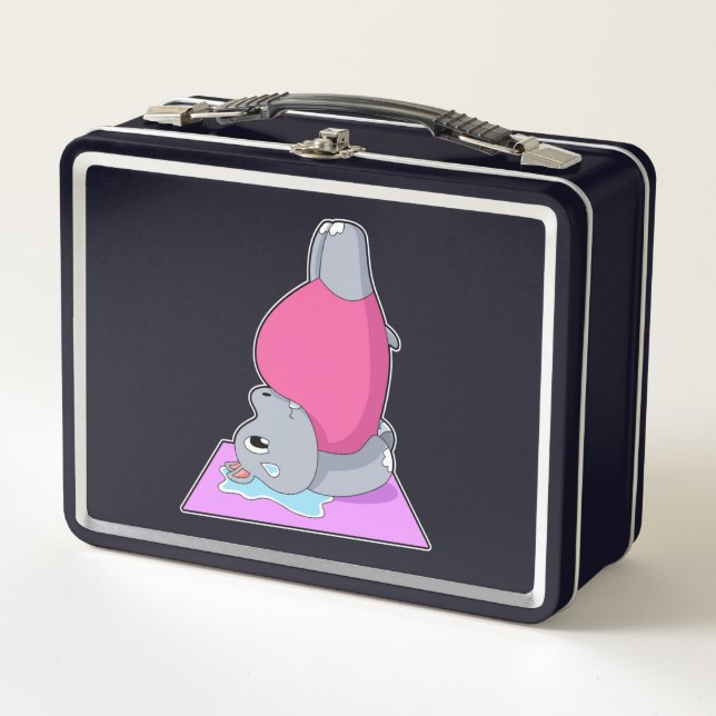 Hippo in der Yoga-Fitness Metall Brotdose (Vorderseite)