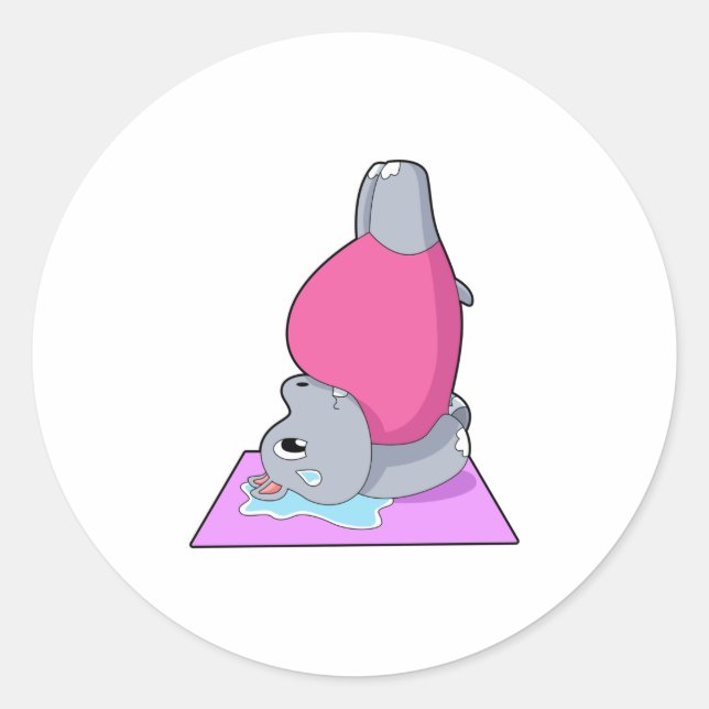 Hippo in der Yoga-Fitness Runder Aufkleber (Vorderseite)