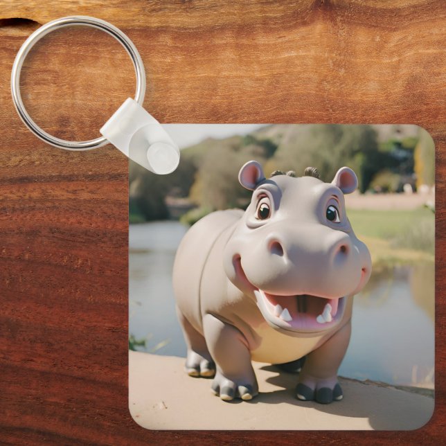 Hippo Keepake für die Reise | Personalisiert Verse Schlüsselanhänger (Vorderseite)
