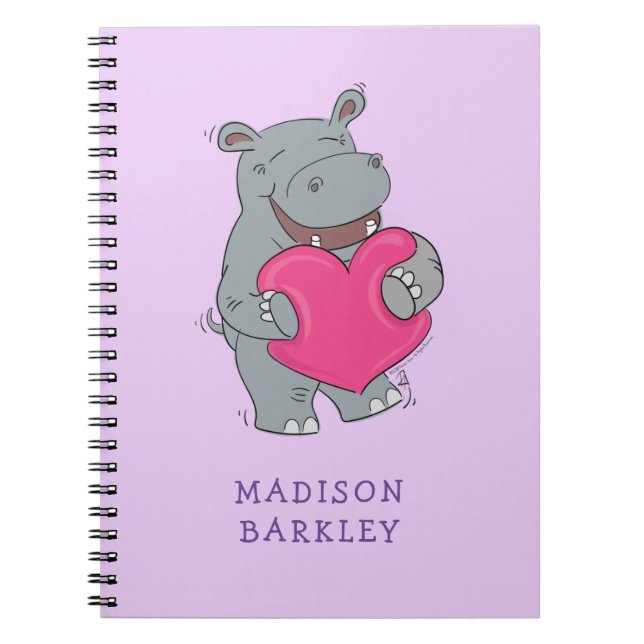Hippo Kids Niedlicher Valentinstag Notizblock (Vorderseite)