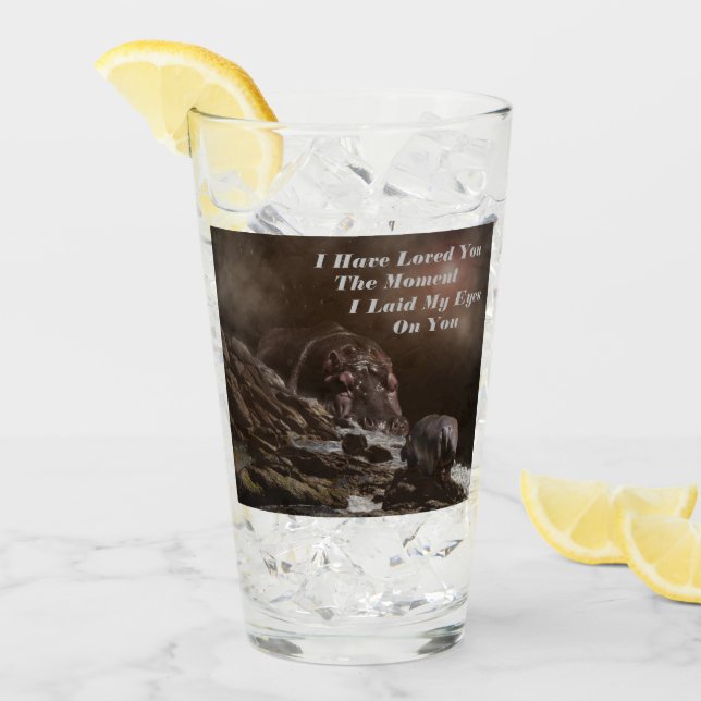 Hippo Liebe Notes, Birthday Drink Glass Glas (Vorderseite Ice)